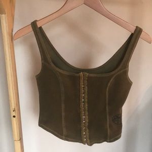 Vintage olive green corset top size S/M